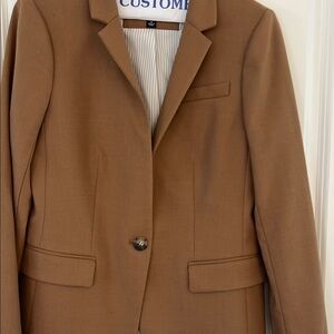 J. Crew Tan Blazer with Notched Lapels and Fitted Silhouette